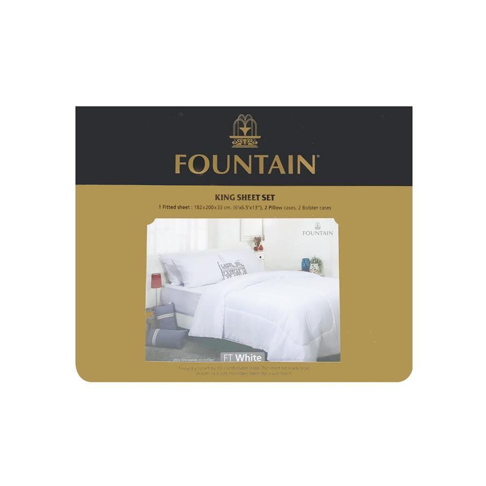 ชุดผ้าปูที่นอน 6 ฟุต 5 ชิ้น FOUNTAIN COLOR 70101-FT WHITE