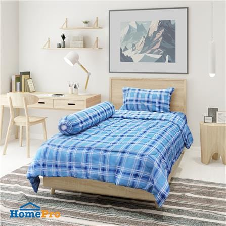 ชุดผ้าปูที่นอน 3.5 ฟุต 4 ชิ้น ME LIVING SCOTT BLUE
