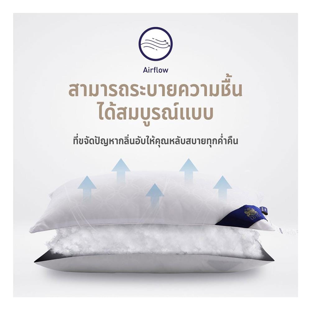 หมอนหนุน ไมโครไฟเบอร์ LOTUS MICRODOWNIA MEDIUM 20x30 นิ้ว สีขาว