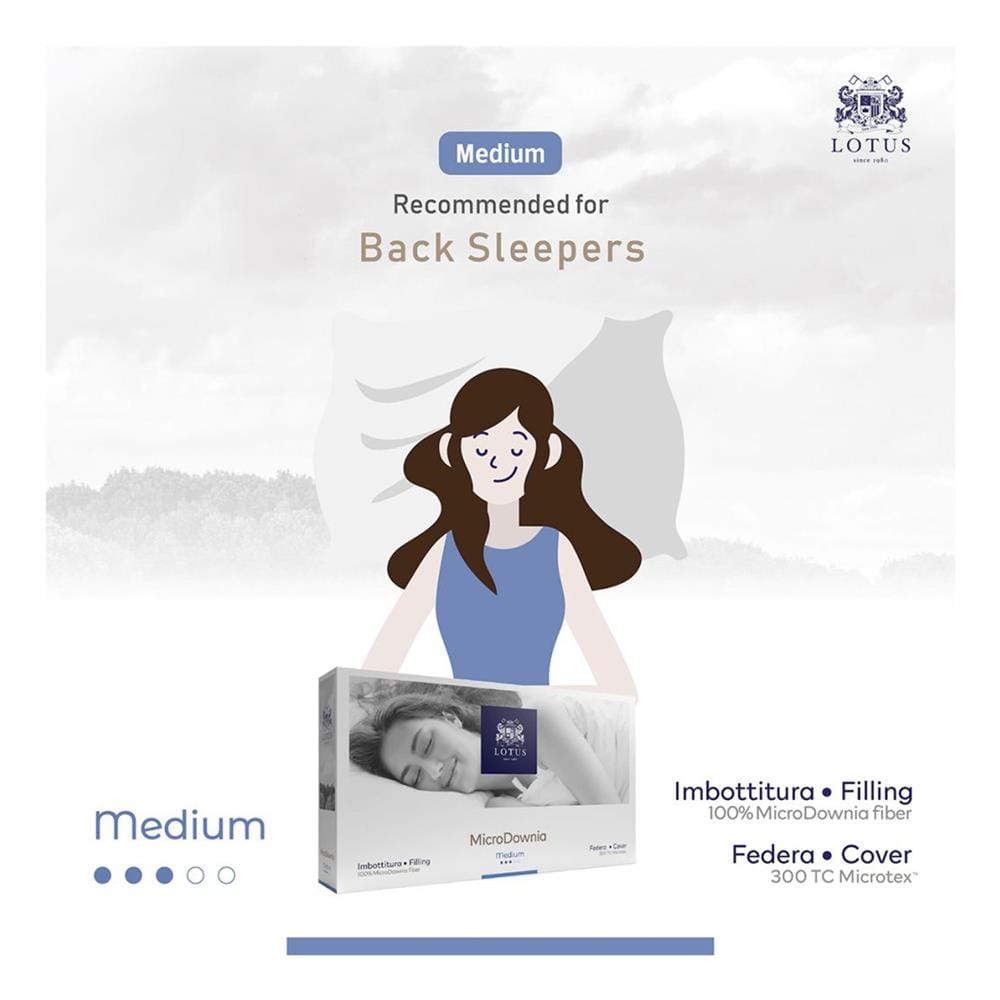 หมอนหนุน ไมโครไฟเบอร์ LOTUS MICRODOWNIA MEDIUM 20x30 นิ้ว สีขาว