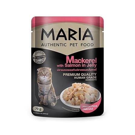 อาหารเปียกแมว MARIA รสปลาแมคเคอเรลและแซลมอนในเจลลี่ 70 ก.
