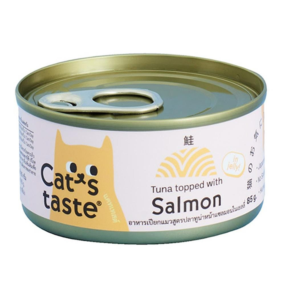 อาหารเปียกแมว CAT'S TASTE TUNA TOPPED WITH SALMON IN JELLY 85 ก.