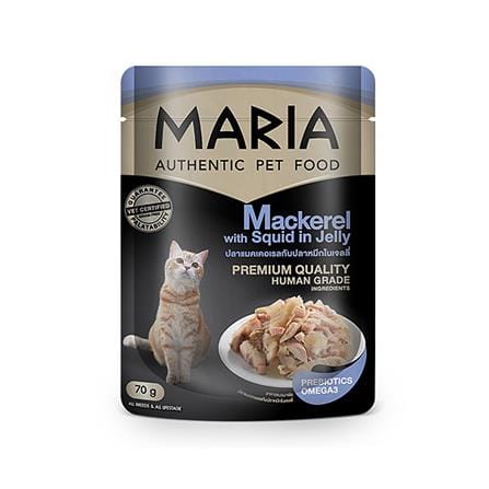 อาหารเปียกแมว MARIA รสปลาแมคเคอเรลและปลาหมึกในเจลลี่ 70 ก._0