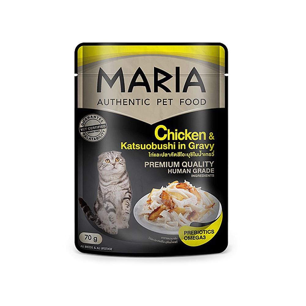 อาหารเปียกแมว MARIA CHICKEN AND KATSUOBUSHI IN GRAVY 70 ก.