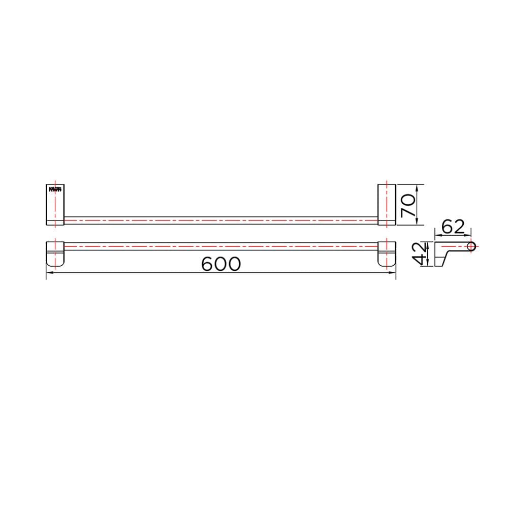 ราวแขวนผ้าเดี่ยว KARAT FAUCET KB-17-661-52 สีเงิน