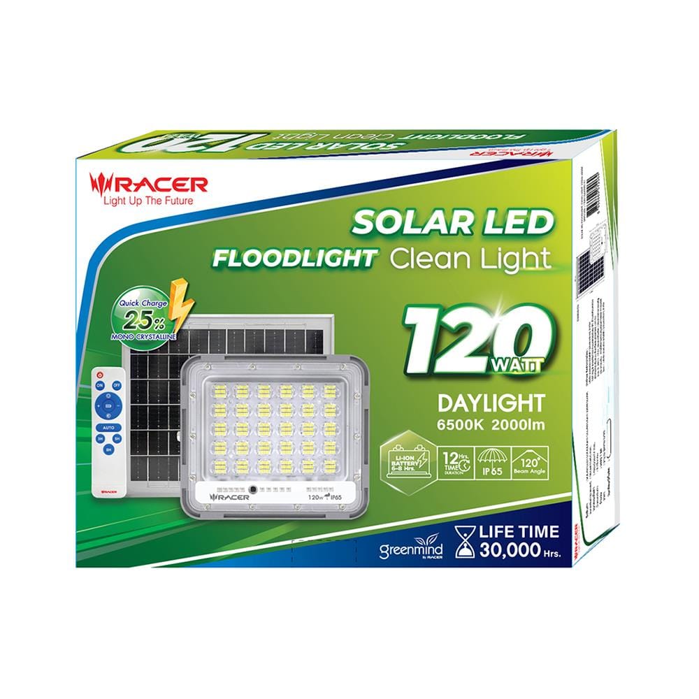 สปอทไลท์ SOLAR RACER CLEAN LIGHT 120 วัตต์ DAYLIGHT สีเทา