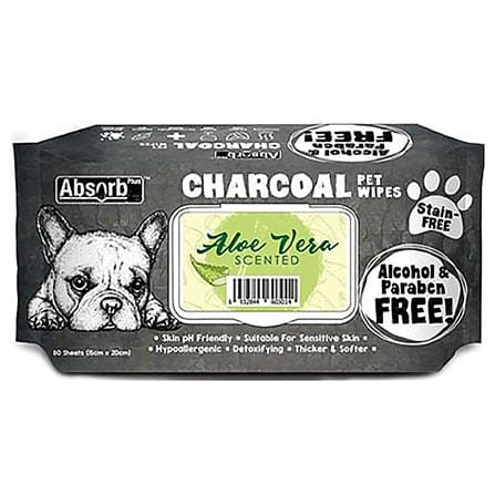 ผ้าเช็ดทำความสะอาดสัตว์เลี้ยง ABSORB PLUS CHARCOAL ALOEVERA 80 แผ่น_0