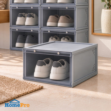 กล่องรองเท้า STACKO MAGNETIC LOCK MONO 28X37X18.3 ซม. สีเทา