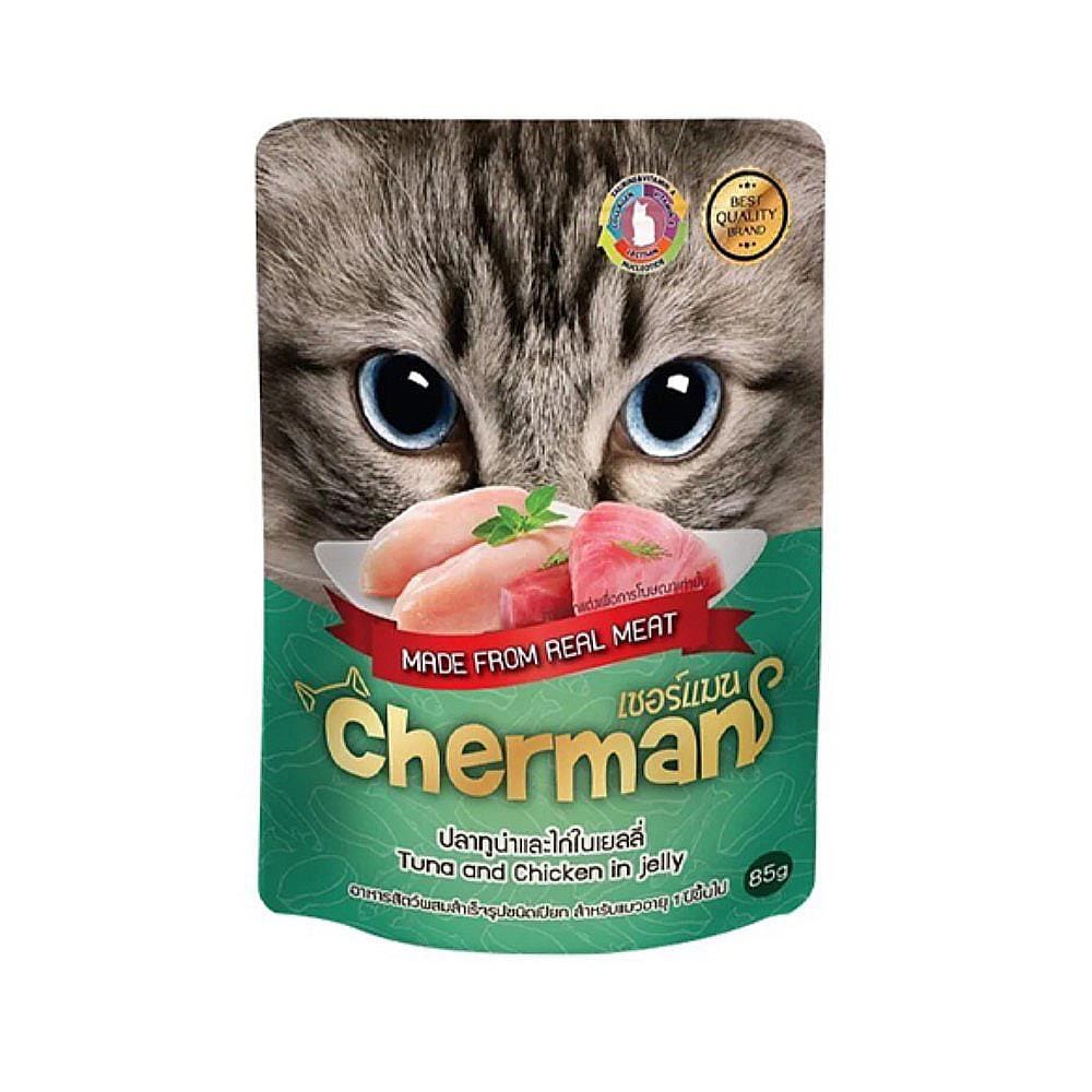 อาหารเปียกแมว CHERMAN TUNA CHICKEN IN JELLY 85 ก.
