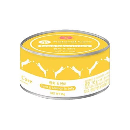อาหารเปียกแมว NATURAL CORE ปลาทูน่าและปลาแซลมอนในเยลลี่ 95 ก.