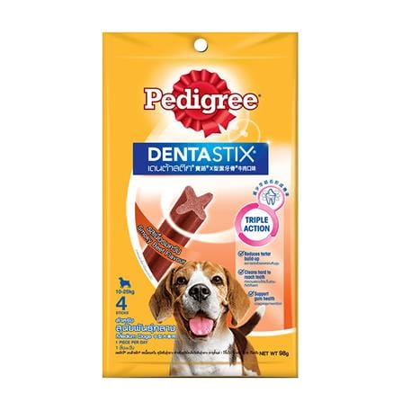 ขนมขัดฟันสุนัข PEDIGREE DENTA STIX พันธุ์กลาง รสเนื้อรมควัน 98 ก.