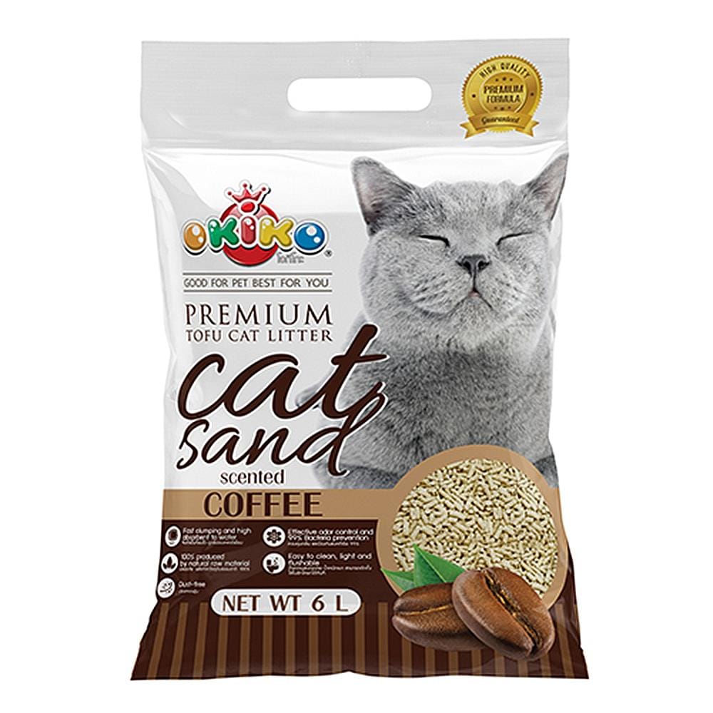 ทรายแมวเต้าหู้ OKIKO TOFU CAT LITTER กลิ่นกาแฟ 6 ลิตร