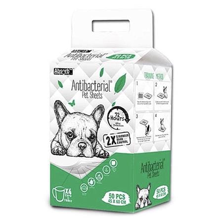 แผ่นรองฉี่สุนัข ABSORB PLUS ANTI-BACTERIAL 45X60 ซม. 50 แผ่น_0