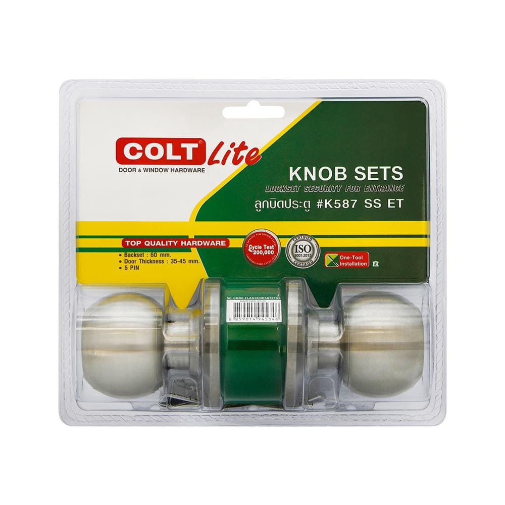 ลูกบิดประตู หัวกลม COLT LITE K587 65 มม. สีสเตนเลส