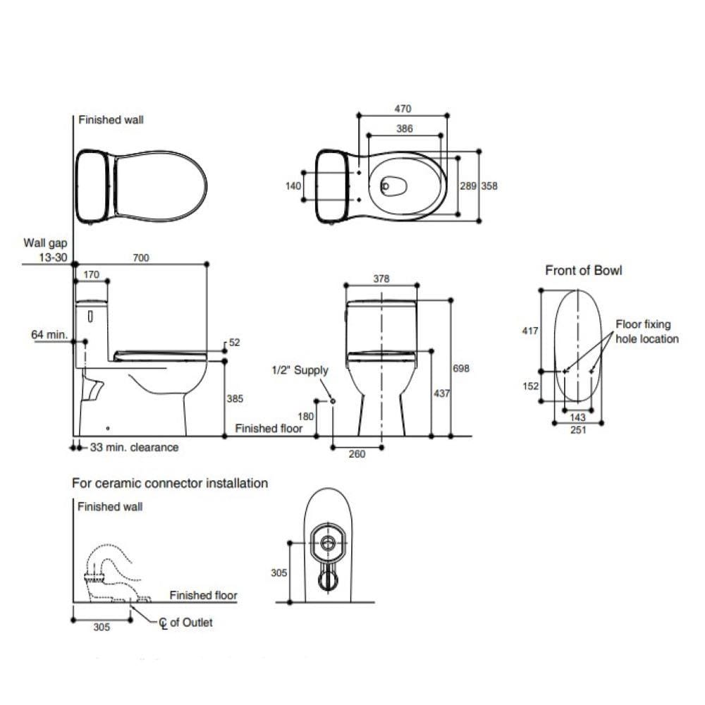 สุขภัณฑ์ 1 ชิ้น KOHLER K-31739X-S-0 3/4.5 ลิตร สีขาว