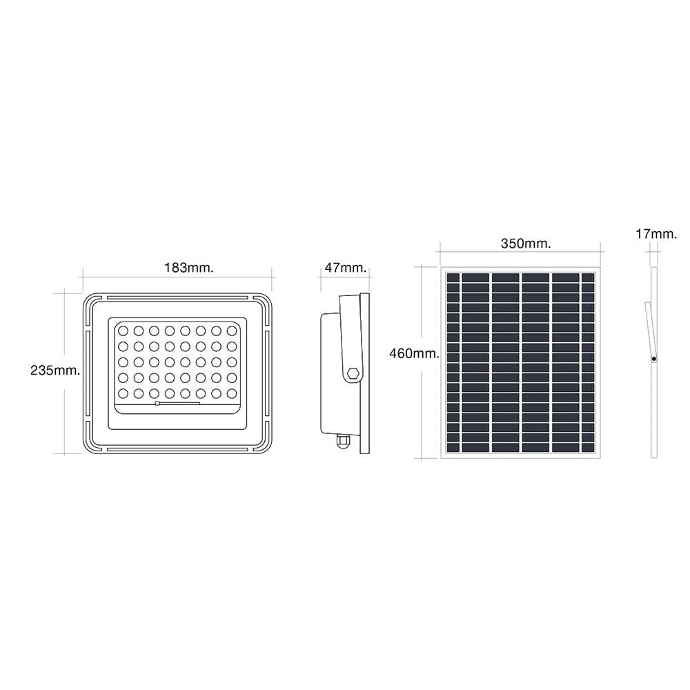 สปอตไลท์ SOLAR HI-TEK HFSF 300 วัตต์ DAYLIGHT สีเทา