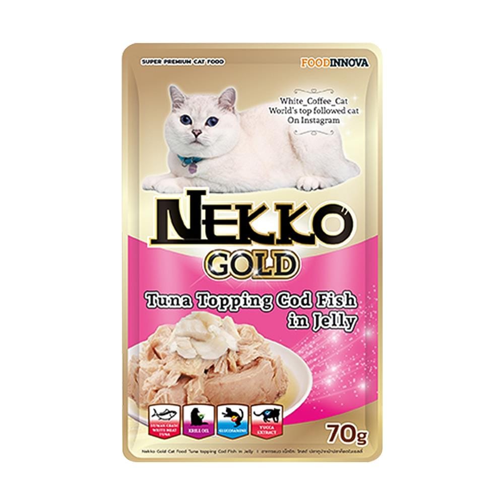 อาหารเปียกแมว NEKKO GOLD TUNA WITH CODFISH IN JELLY 70 ก.