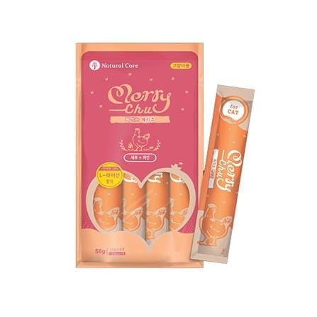 ขนมแมวเลีย NATURAL CORE MERRY CHU CHICKEN & SHRIMP 56 ก._0