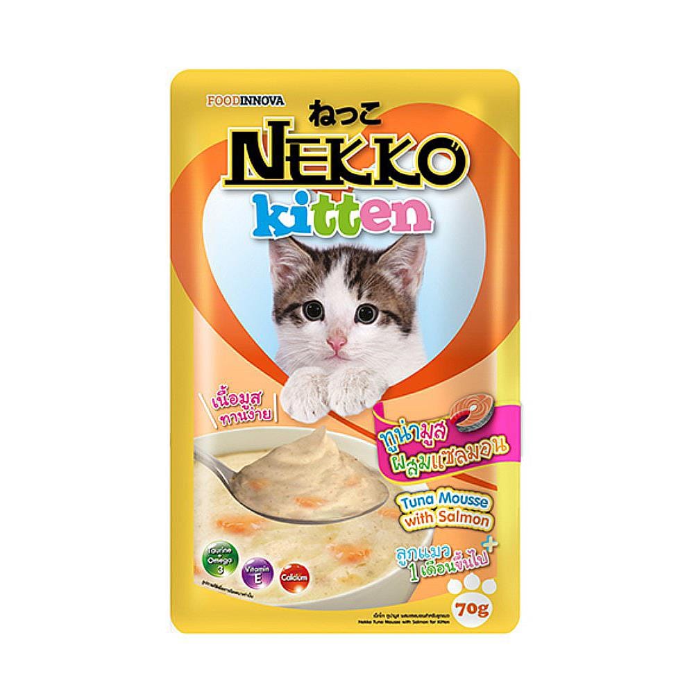 อาหารเปียกแมว NEKKO KITTEN TUNA MOUSSE WITH SALMON 70 ก.