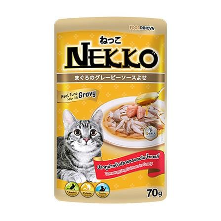 อาหารเปียกแมว NEKKO TUNA WITH SALMON IN GRAVY 70 ก.