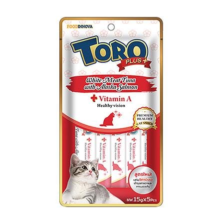 ขนมแมวเลีย TORO PLUS WHITE MEAT TUNA WITH ALASKA SALMON แพ็ก 5 ชิ้น