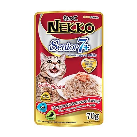 อาหารเปียกแมว NEKKO TUNA & SALMON IN JELLY 7+ 70 ก._0