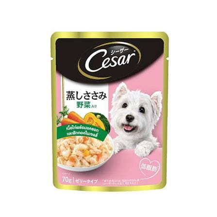 อาหารเปียกสุนัข CESAR CHICKEN MEAT WITH CARROT AND PUMPKIN IN JELLY 70 ก.