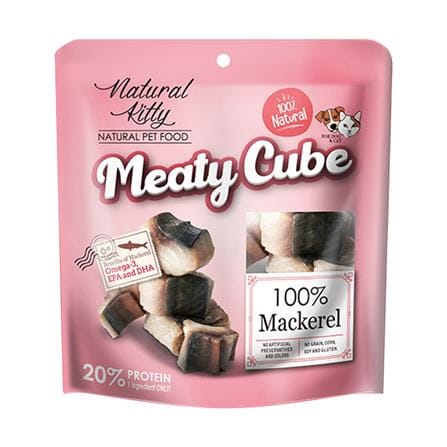 อาหารเปียกสุนัขและแมว NATURAL KITTY MEATY CUBE MACKEREL 60 ก._0