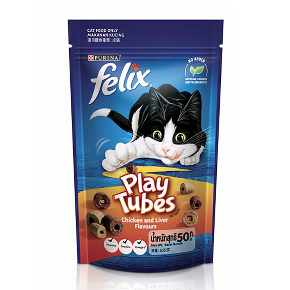 ขนมแมว FELIX PARTY MIX PLAY TUBES CHICKEN & LIVER 50 ก.