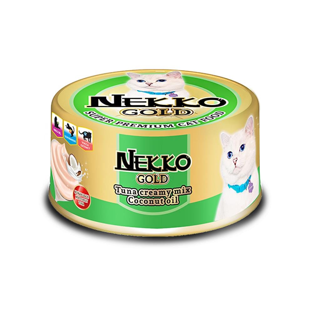อาหารเปียกแมว NEKKO GOLD ทูน่าครีมมี่ผสมน้ำมันมะพร้าว 85 ก.