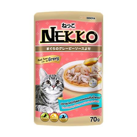 อาหารเปียกแมว NEKKO TUNA WITH SHRIMP & SCALLOP IN GRAVY 70 ก._0