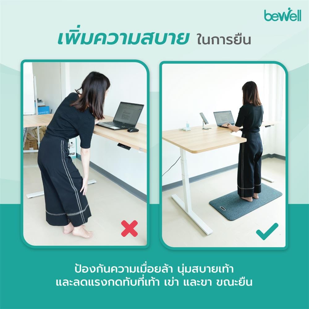 แผ่นรองยืนเพื่อสุขภาพ BEWELL EF-01 สีเทา