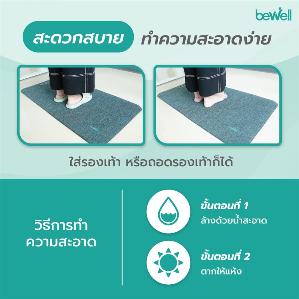 แผ่นรองยืนเพื่อสุขภาพ BEWELL EF-01 สีเทา