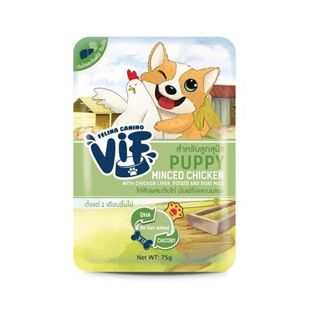 อาหารเปียกสุนัข VIF P2 MINCED CHICKEN AND GOAT MILK 75 ก.