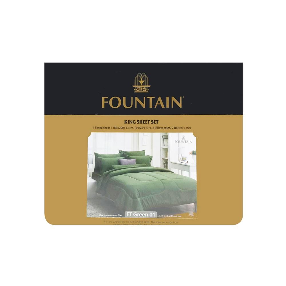 ชุดผ้าปูที่นอน 5 ฟุต 5 ชิ้น FOUNTAIN COLOR 70102-FT GREEN01