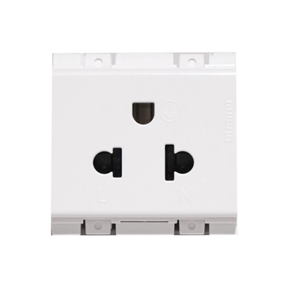 เต้ารับเดี่ยว 3 ขา มีม่านนิรภัย BTICINO BAMBOO AE2125TB สีขาว