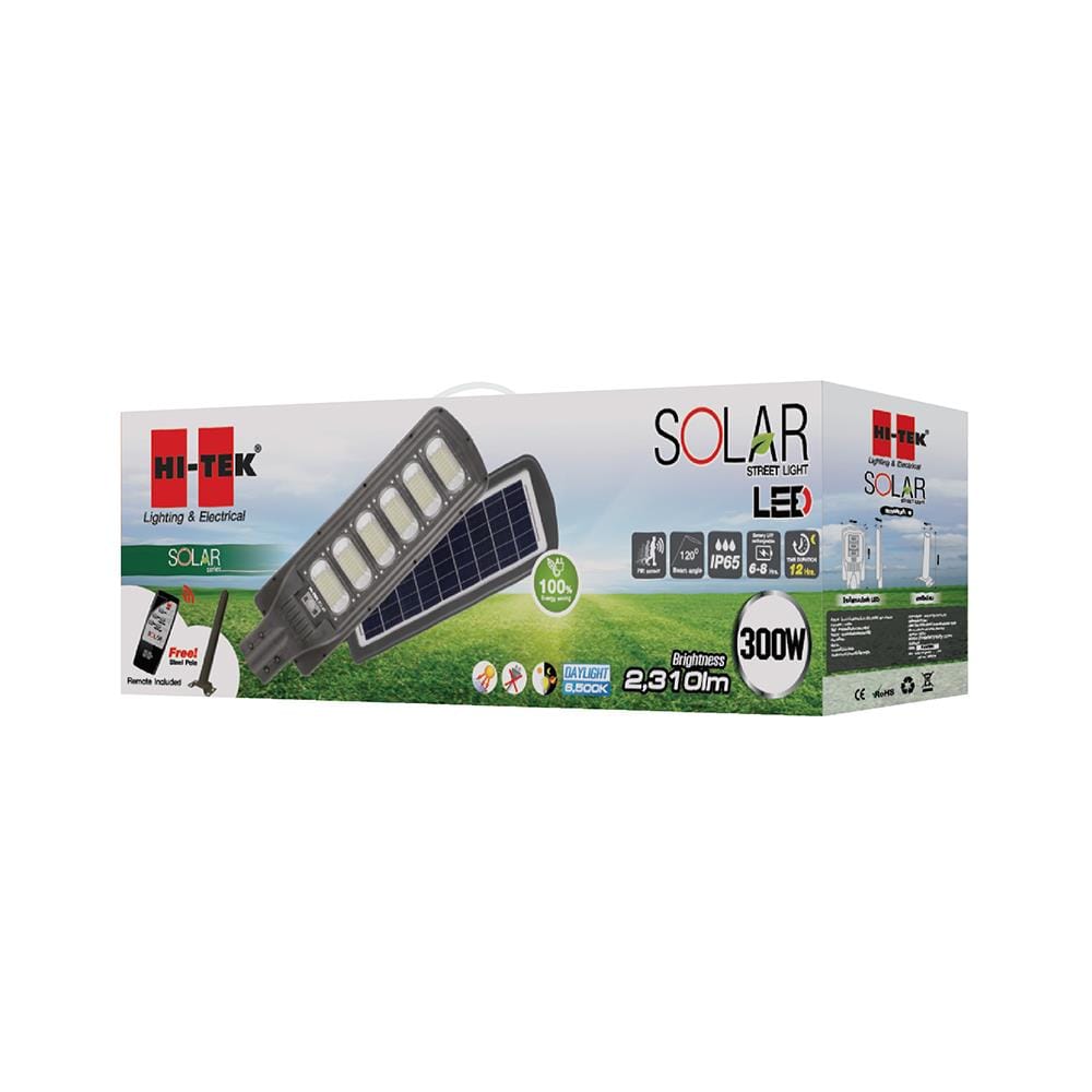 ไฟถนน SOLAR HI-TEK HFSS 300 วัตต์ DAYLIGHT สีเทา