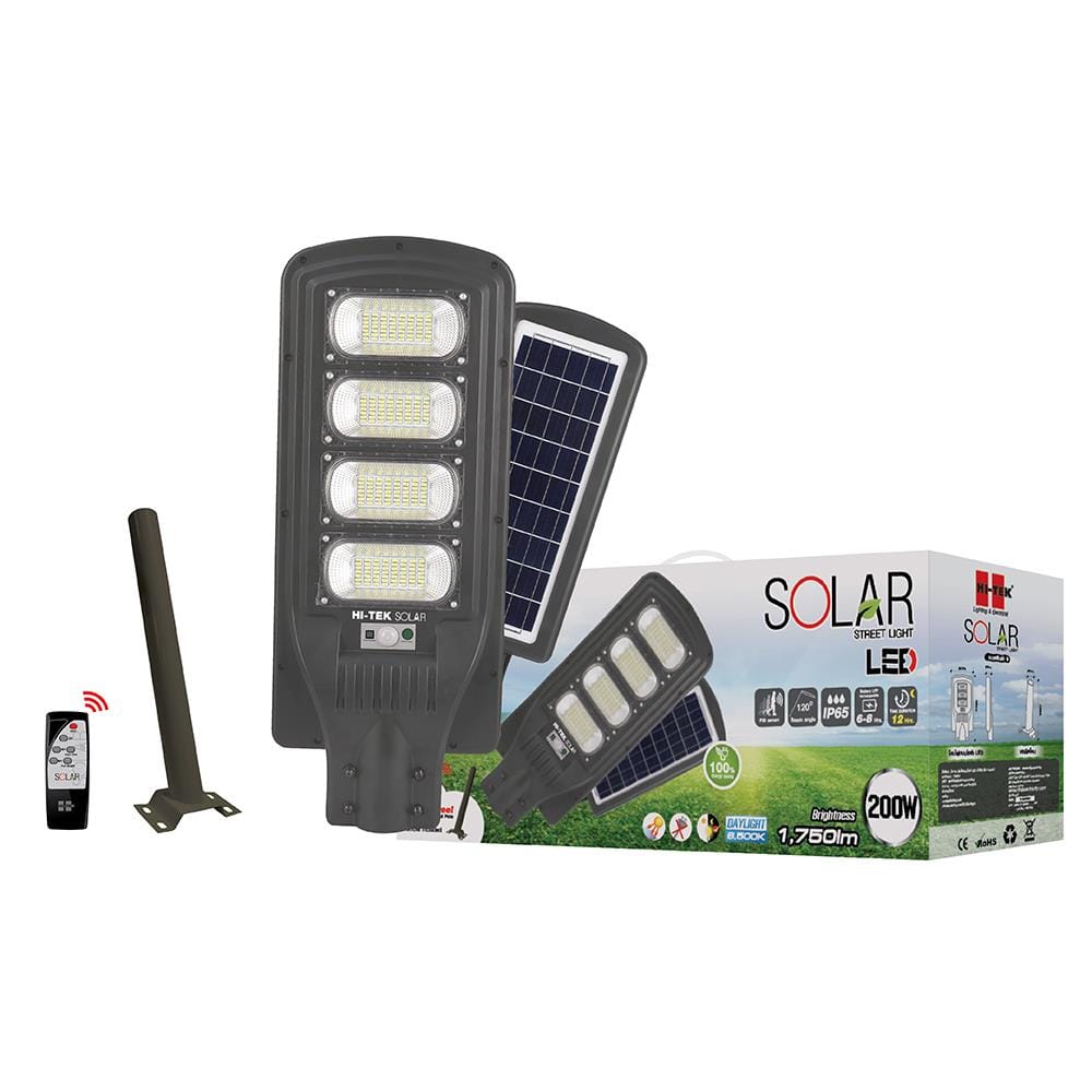 ไฟถนน SOLAR HI-TEK HFSS 200 วัตต์ DAYLIGHT สีเทา