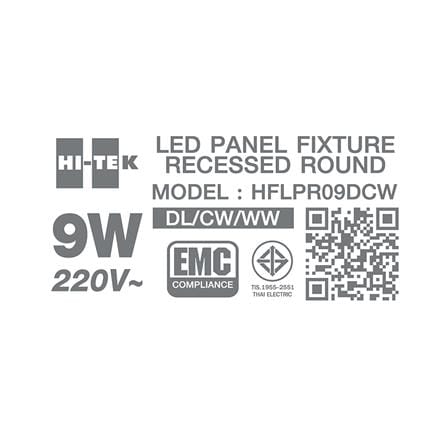 ดาวน์ไลท์ LED HI-TE HFLPR09DCW 5.5 นิ้ว 9 วัตต์ DAYLIGHT/COOL WHITE/WARM WHITE สีขาว_6