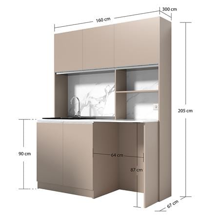 ชุดครัวสำเร็จรูปท็อปซิงค์ CABIN ELIO 1.60 ม. สีเบจ_5