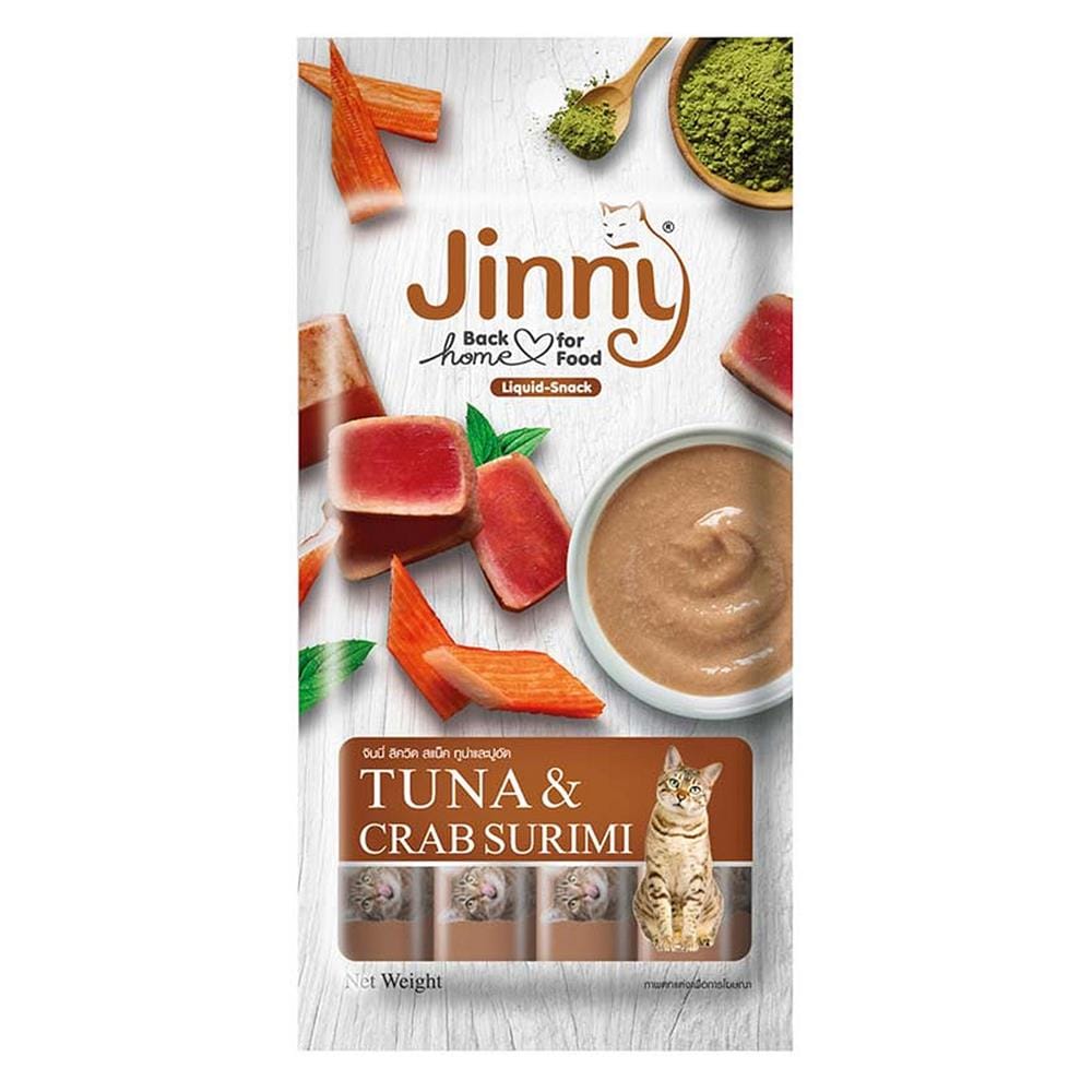 ขนมแมวเลีย JINNY LIQUID TUNA AND CRAB SURIMI 280 ก.