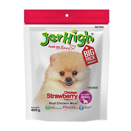 ขนมสุนัข JERHIGH CHICKEN STRAWBERRY STICK 400 ก.
