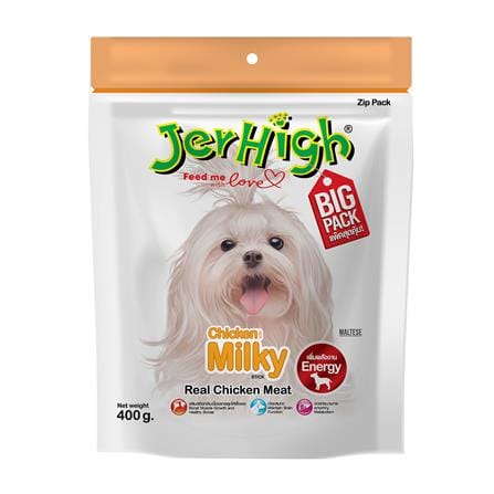 ขนมสุนัข JERHIGH CHICKEN MILKY STICK 400 ก.