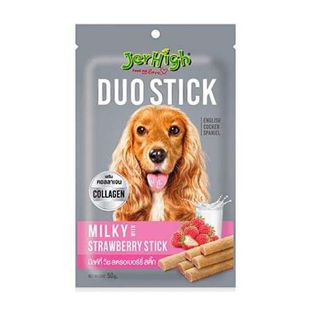 ขนมสุนัข JERHIGH DUO MILKY WITH STRAWBERRY 50 ก._0