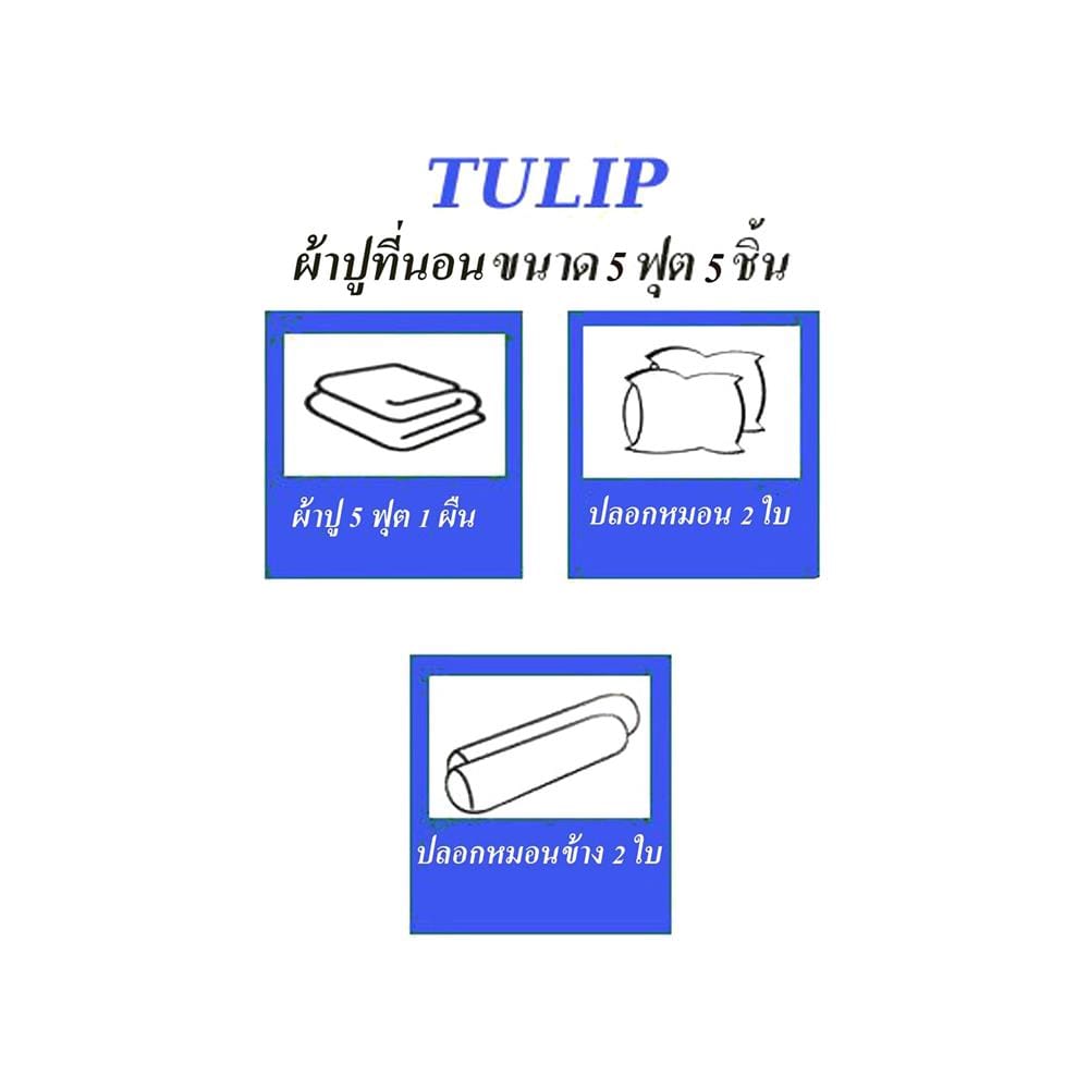 ชุดผ้าปูที่นอน 5 ฟุต 5 ชิ้น TULIP IN THE MOMENT 60050-DL409