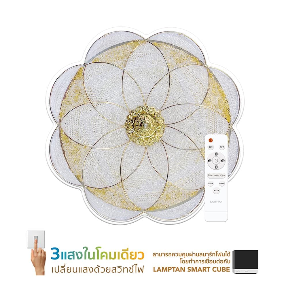 ไฟเพดาน LED LAMPTAN FLORIA 19 นิ้ว 36 วัตต์ DAYLIGHT/COOL WHITE/WARM WHITE สีขาว