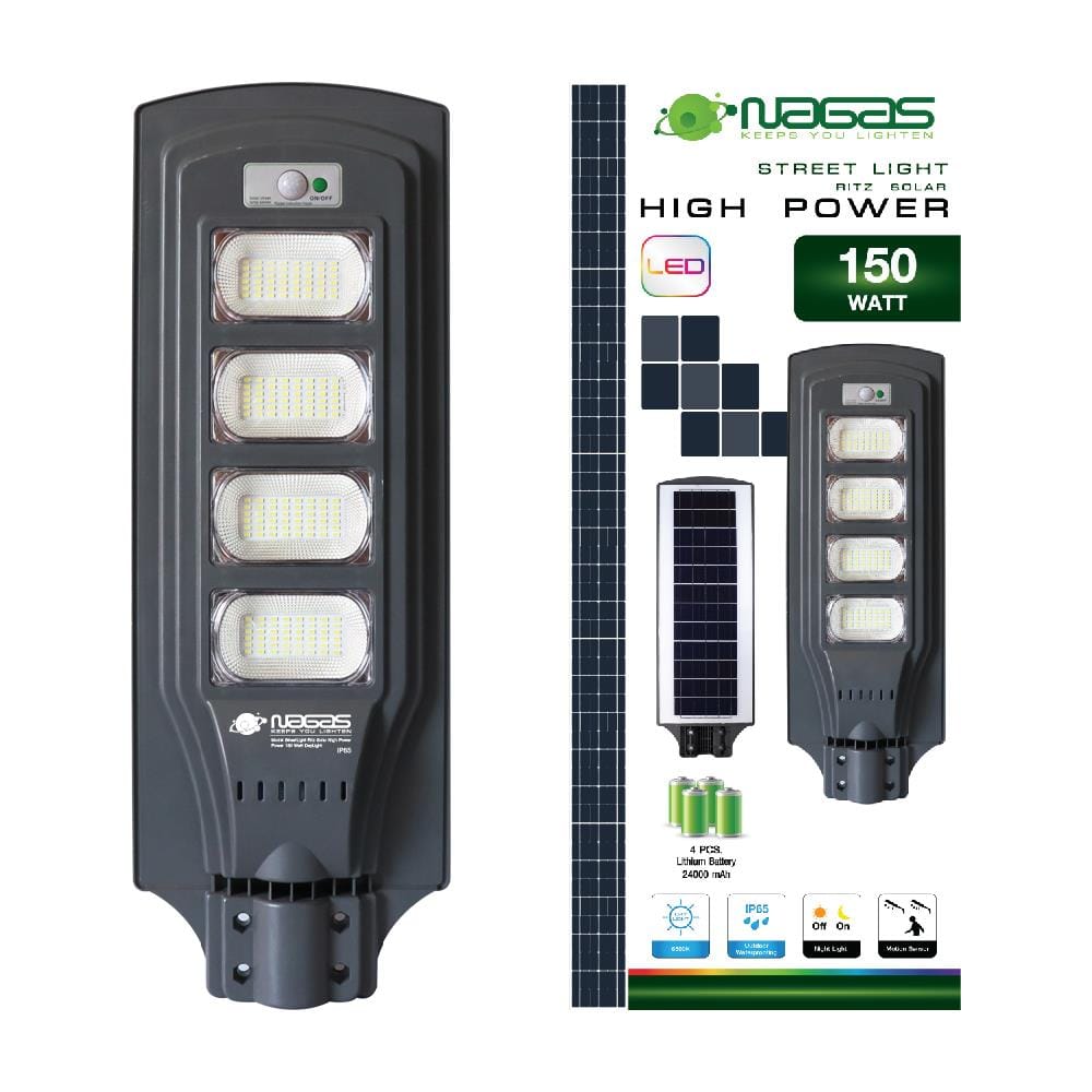 ไฟถนน SOLAR NAGAS SL 150 วัตต์ DAYLIGHT สีเทา