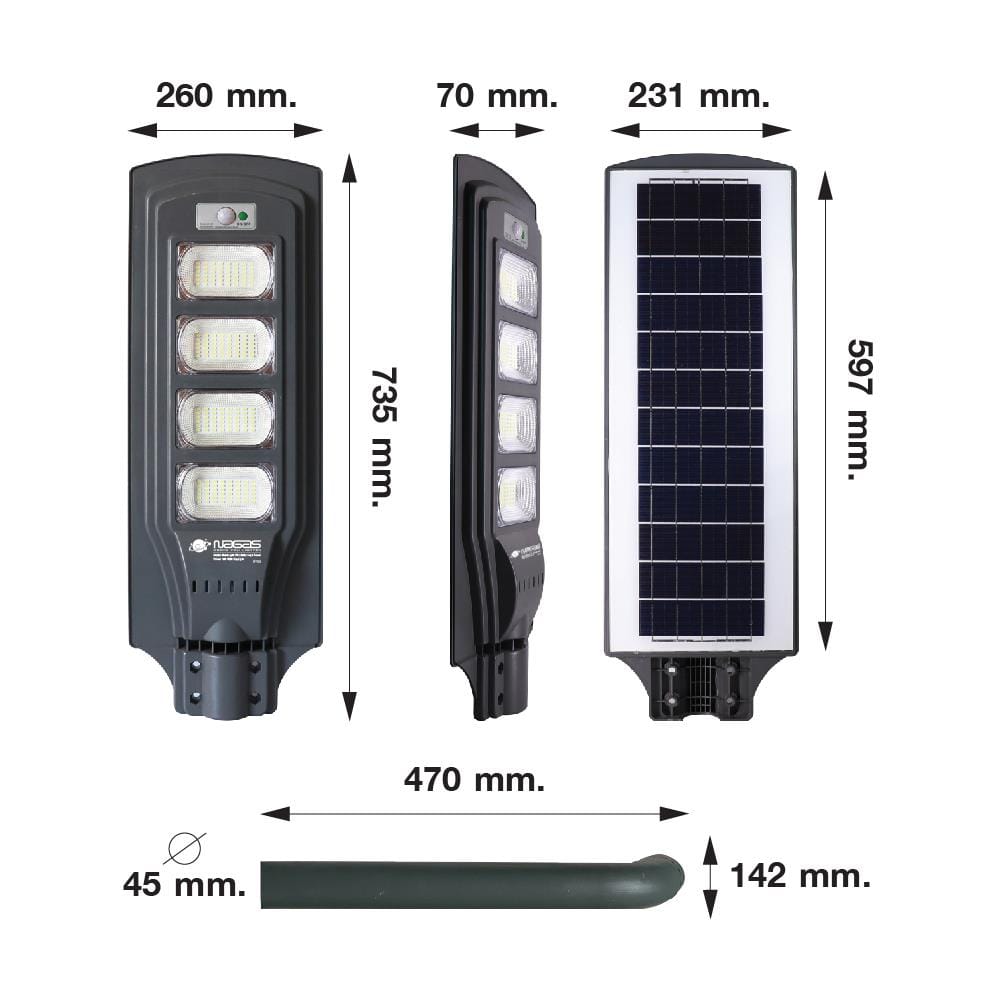 ไฟถนน SOLAR NAGAS SL 150 วัตต์ DAYLIGHT สีเทา