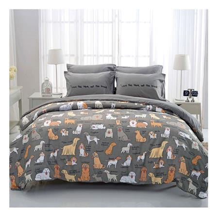 ชุดผ้าปูที่นอน 3.5 ฟุต 3 ชิ้น TULIP หมาจ๋า 60014-DLC091 GREY