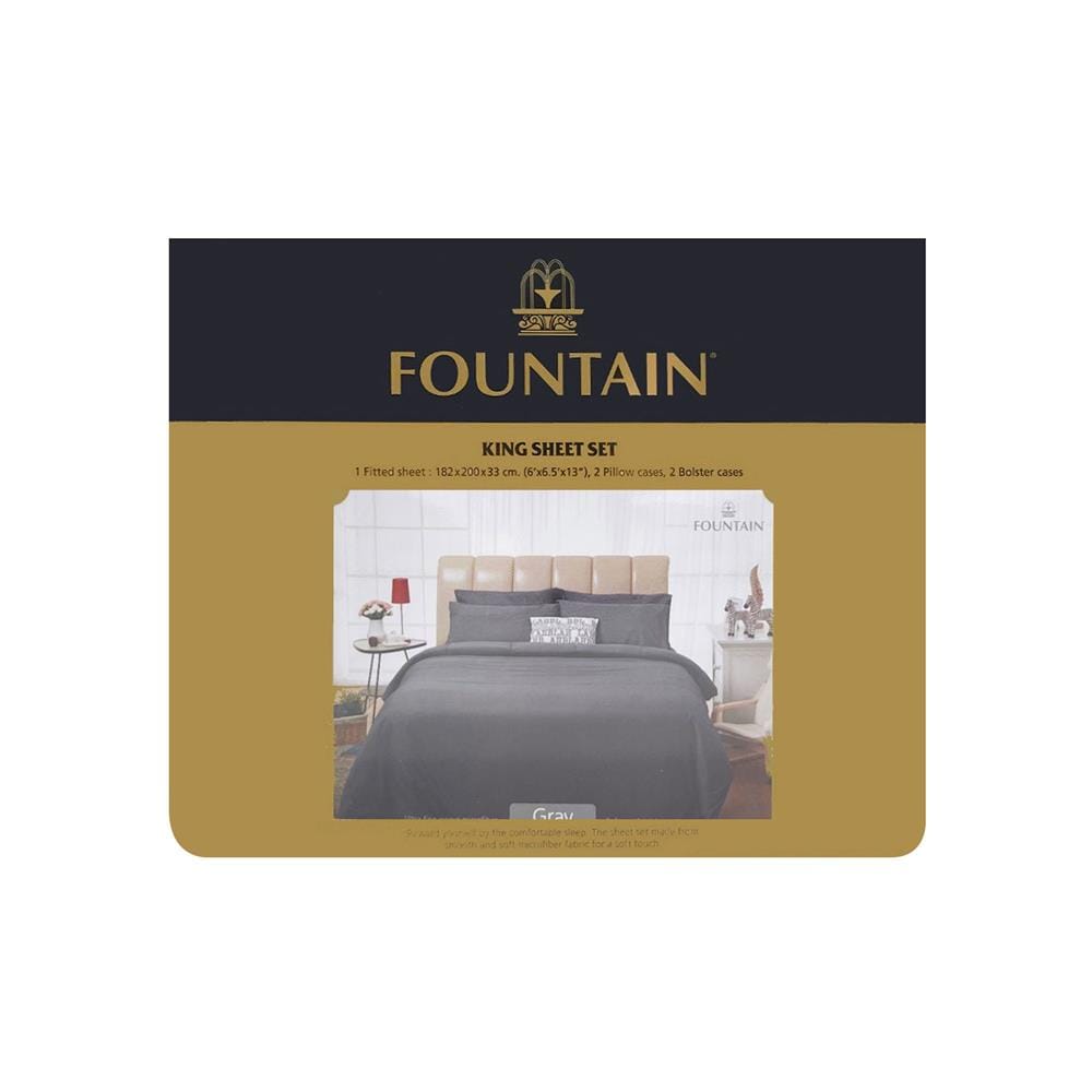 ชุดผ้าปูที่นอน 6 ฟุต 5 ชิ้น FOUNTAIN 70101-FT GRAY